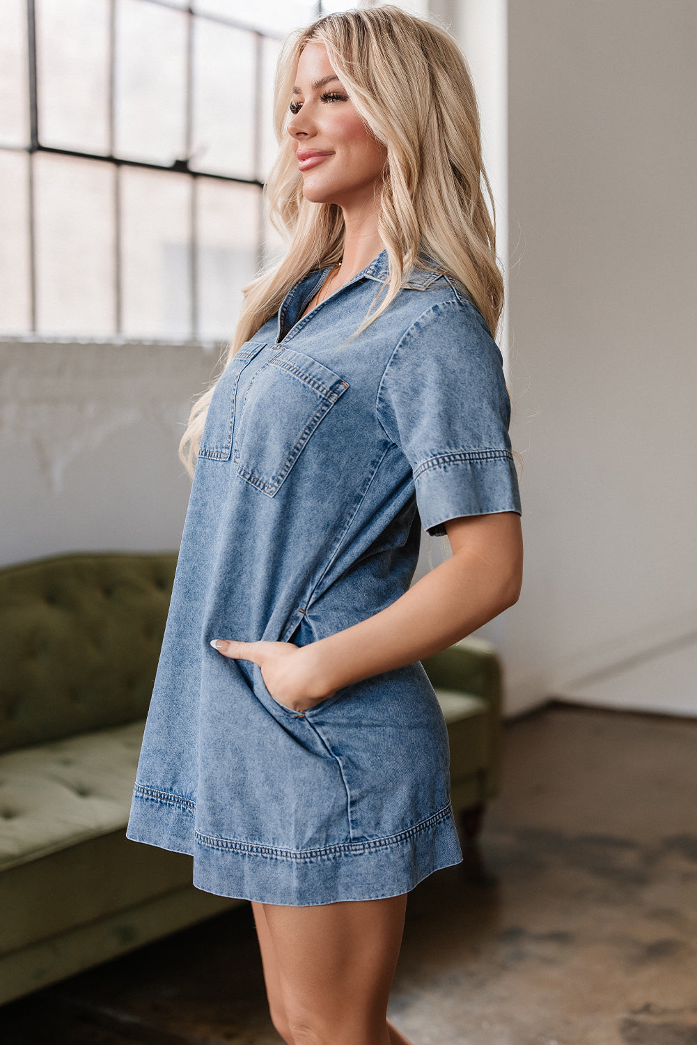 Indigo Ease Mini Dress
