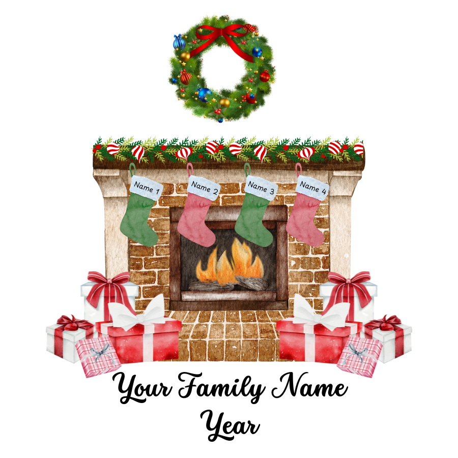 Family Fireplace Christmas Ornament