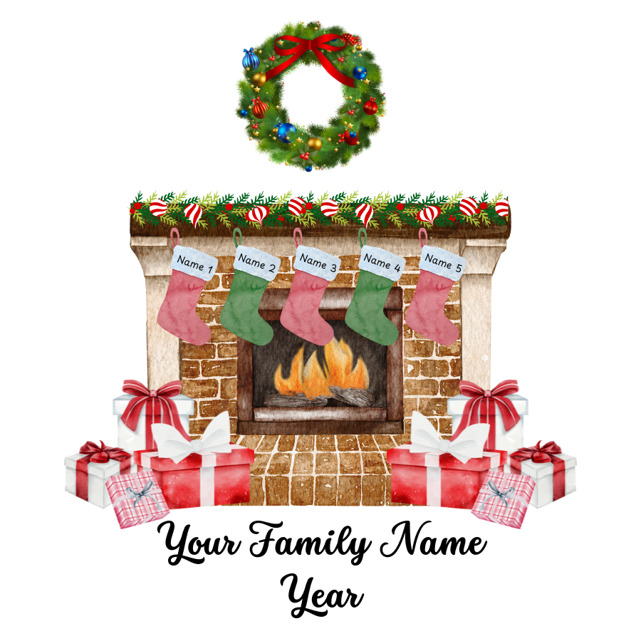 Family Fireplace Christmas Ornament