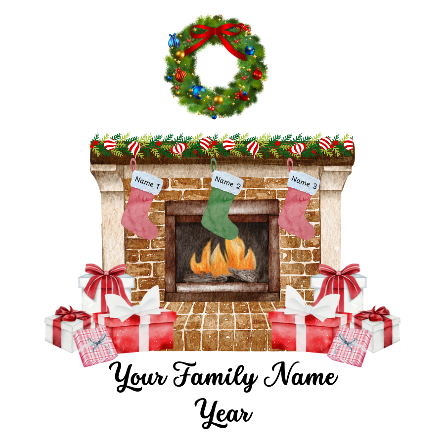 Family Fireplace Christmas Ornament