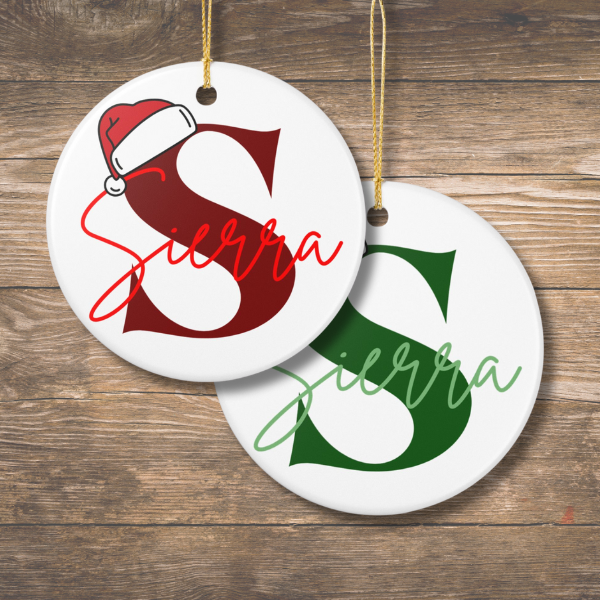 Santa Hat Initial Christmas Ornament
