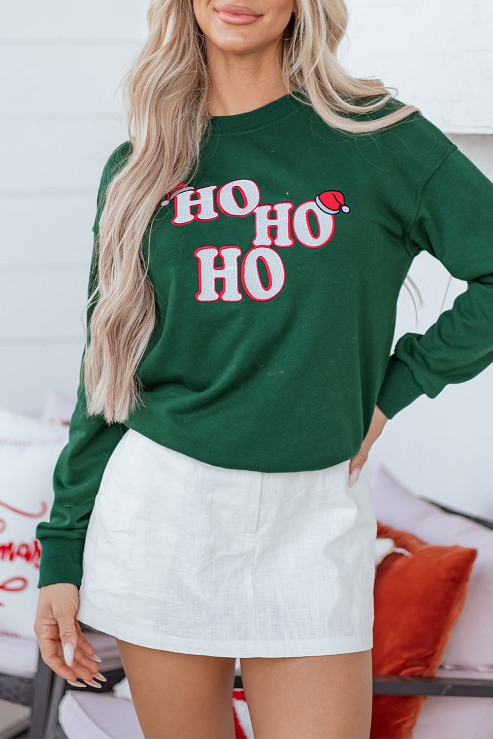 Ho Ho Ho Embroidered Sweatshirt