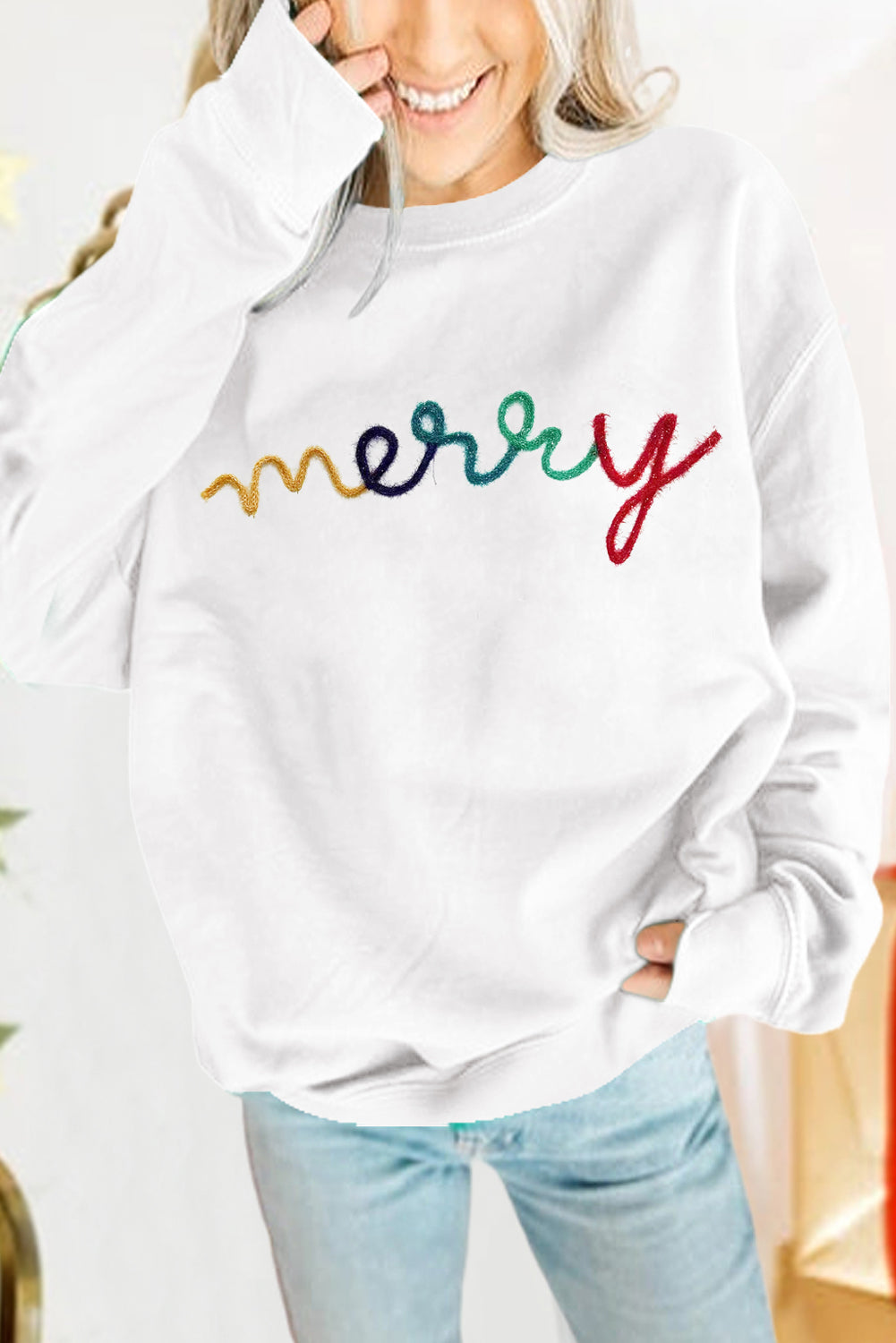 Colorful Merry Script Sweatshirt