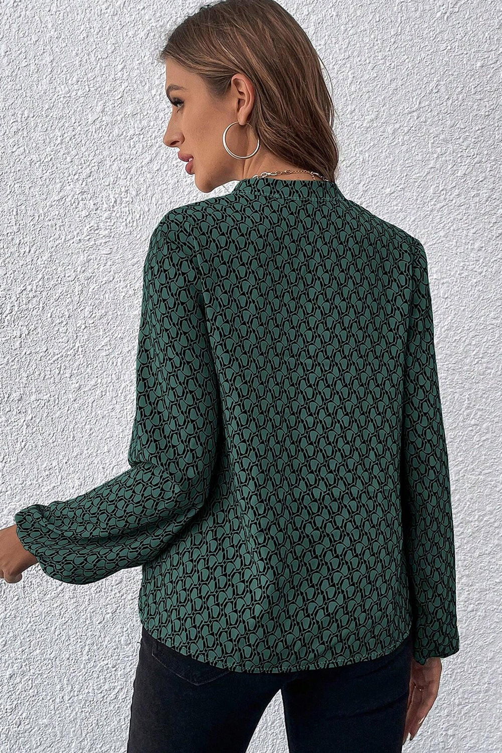 Geo Chic Long Sleeve Blouse