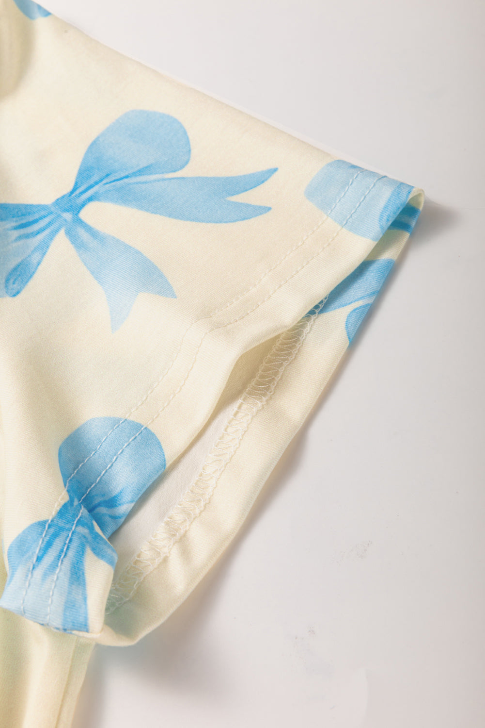 Blue Bow Satin Pajama Set