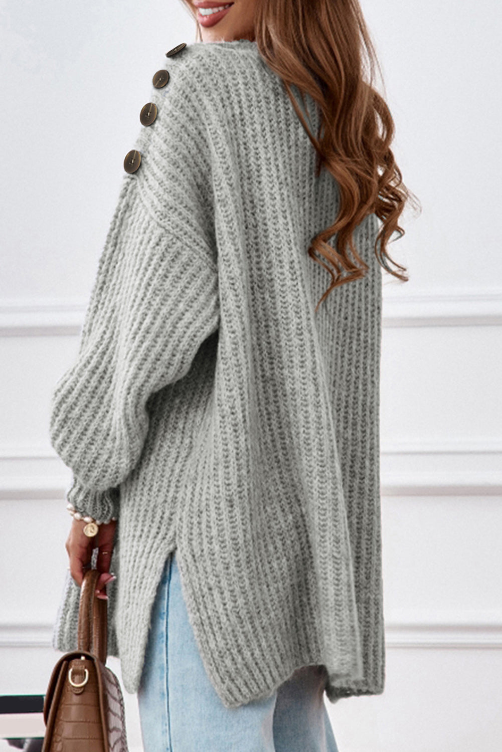 Button Shoulder Sweater