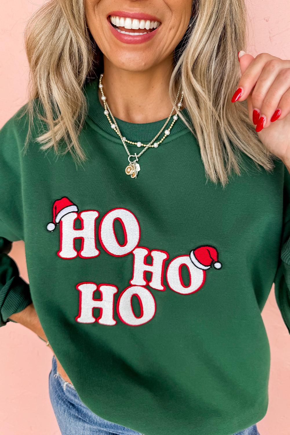 Ho Ho Ho Embroidered Sweatshirt