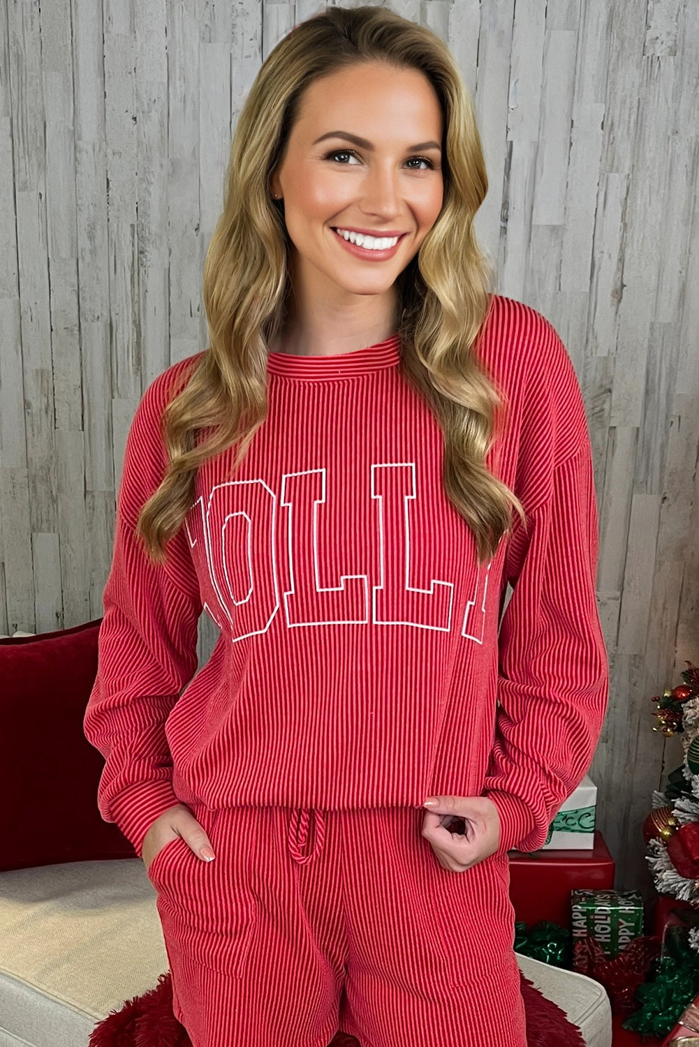 Holly Jolly Ribbed Pullover