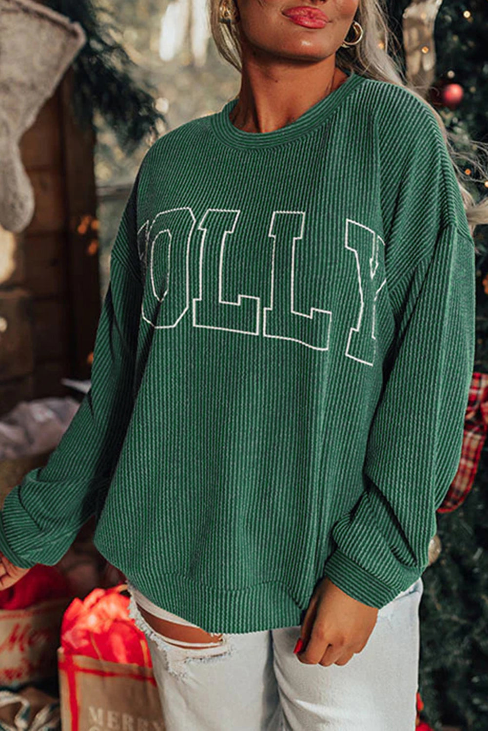 Holly Jolly Ribbed Pullover