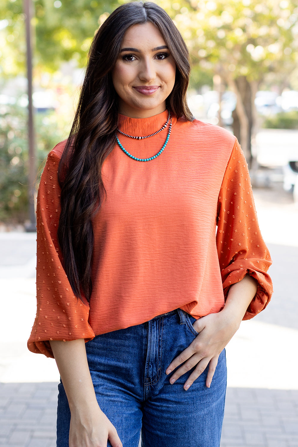 Whispered Dots Long Sleeve Blouse