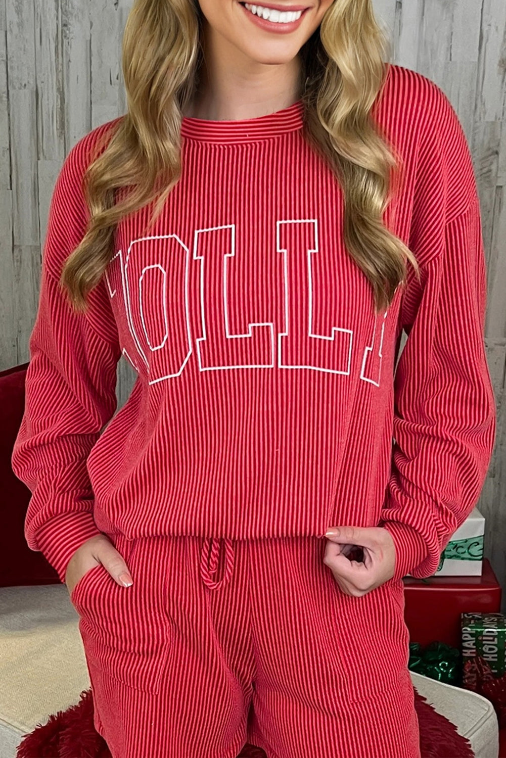Holly Jolly Ribbed Pullover
