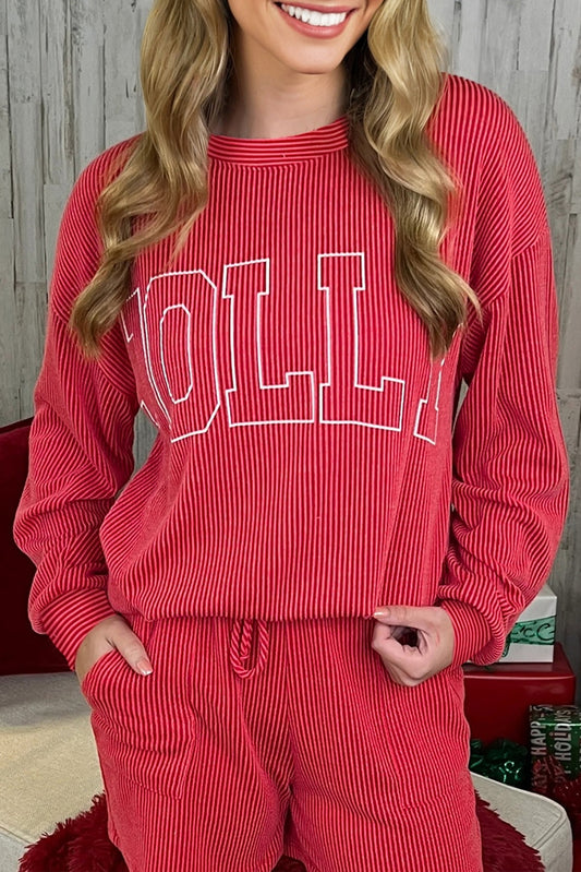 Holly Jolly Ribbed Pullover