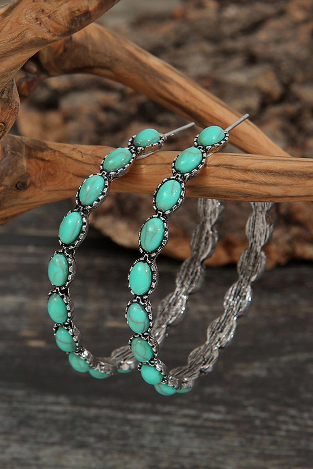 Blue Gem Hoop Earrings