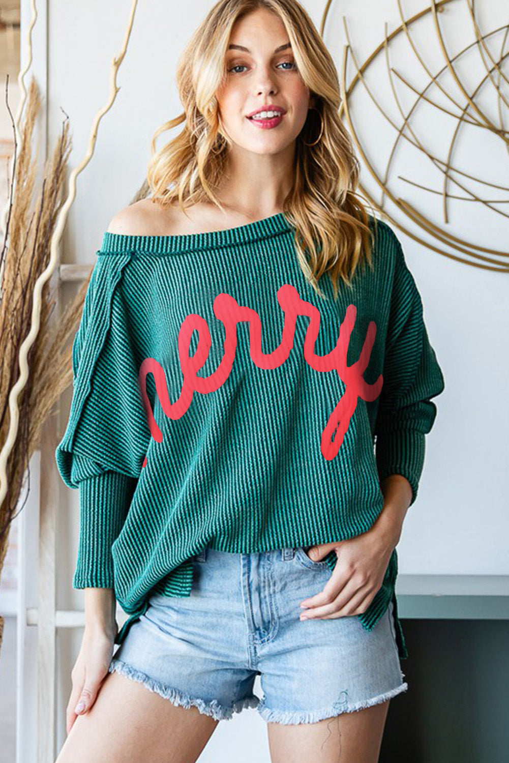 Merry Corded Knit Holiday Top