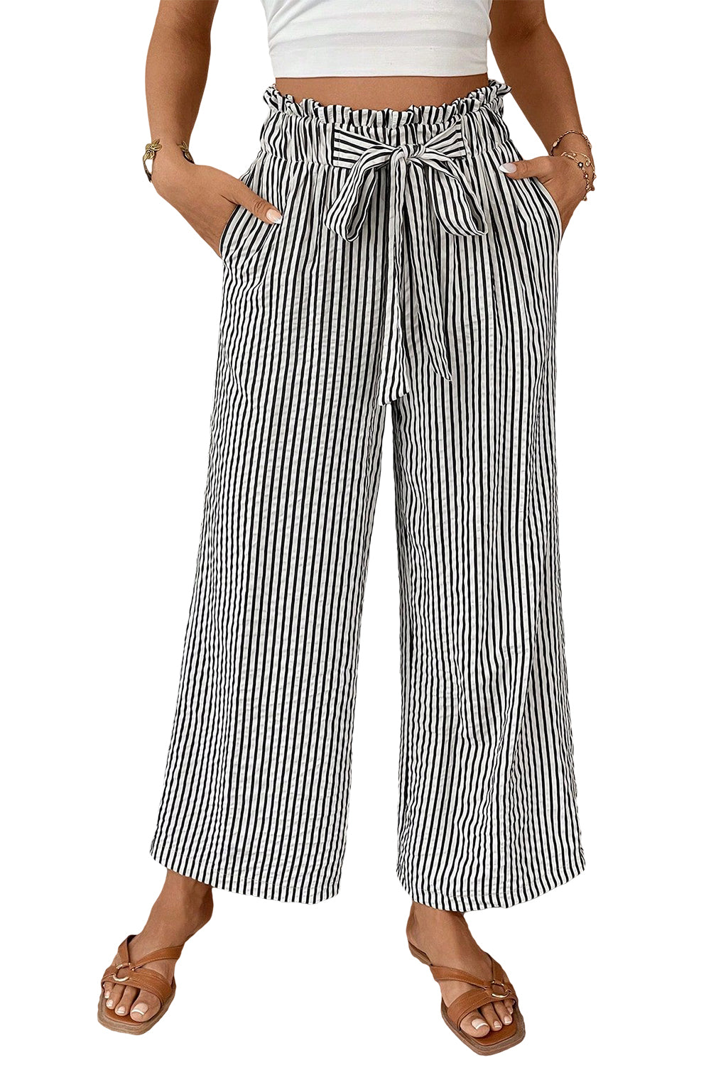 Coastal Stripe Tie Waist Pants