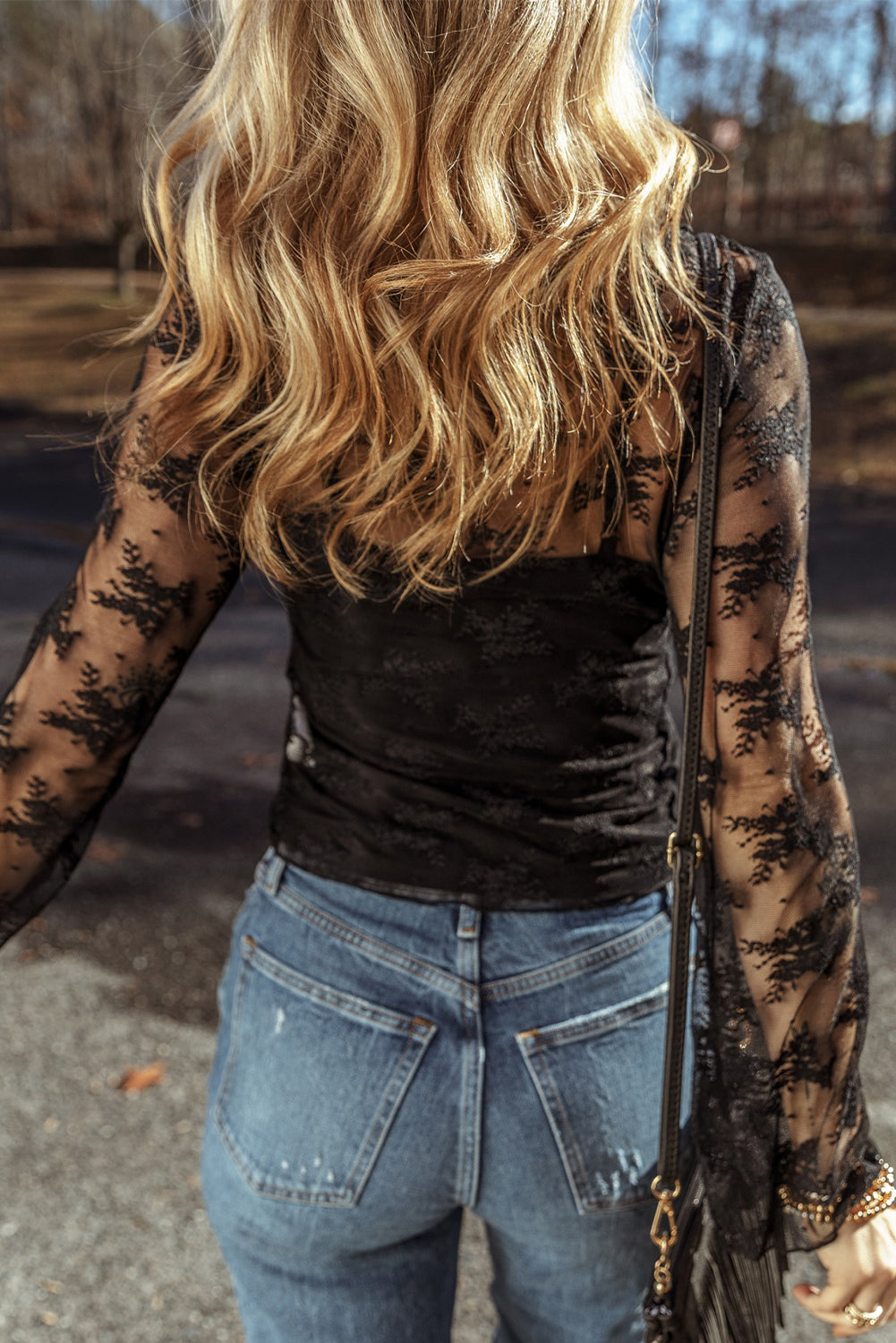 Sheer Lace Long Sleeve Top