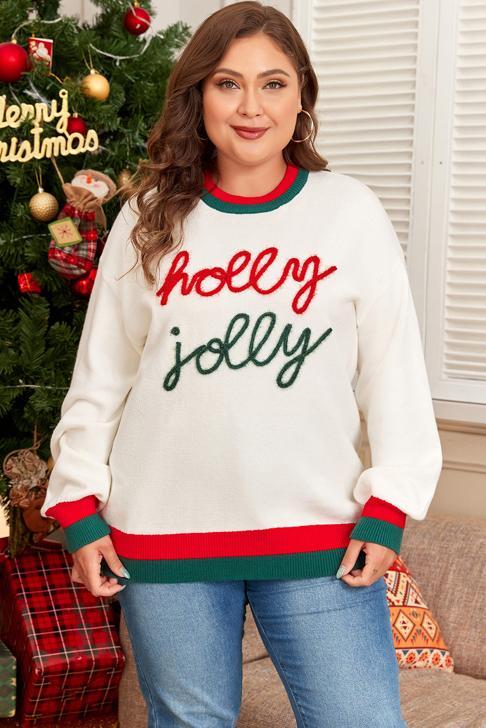 Plus Holly Jolly Colorblock Sweater