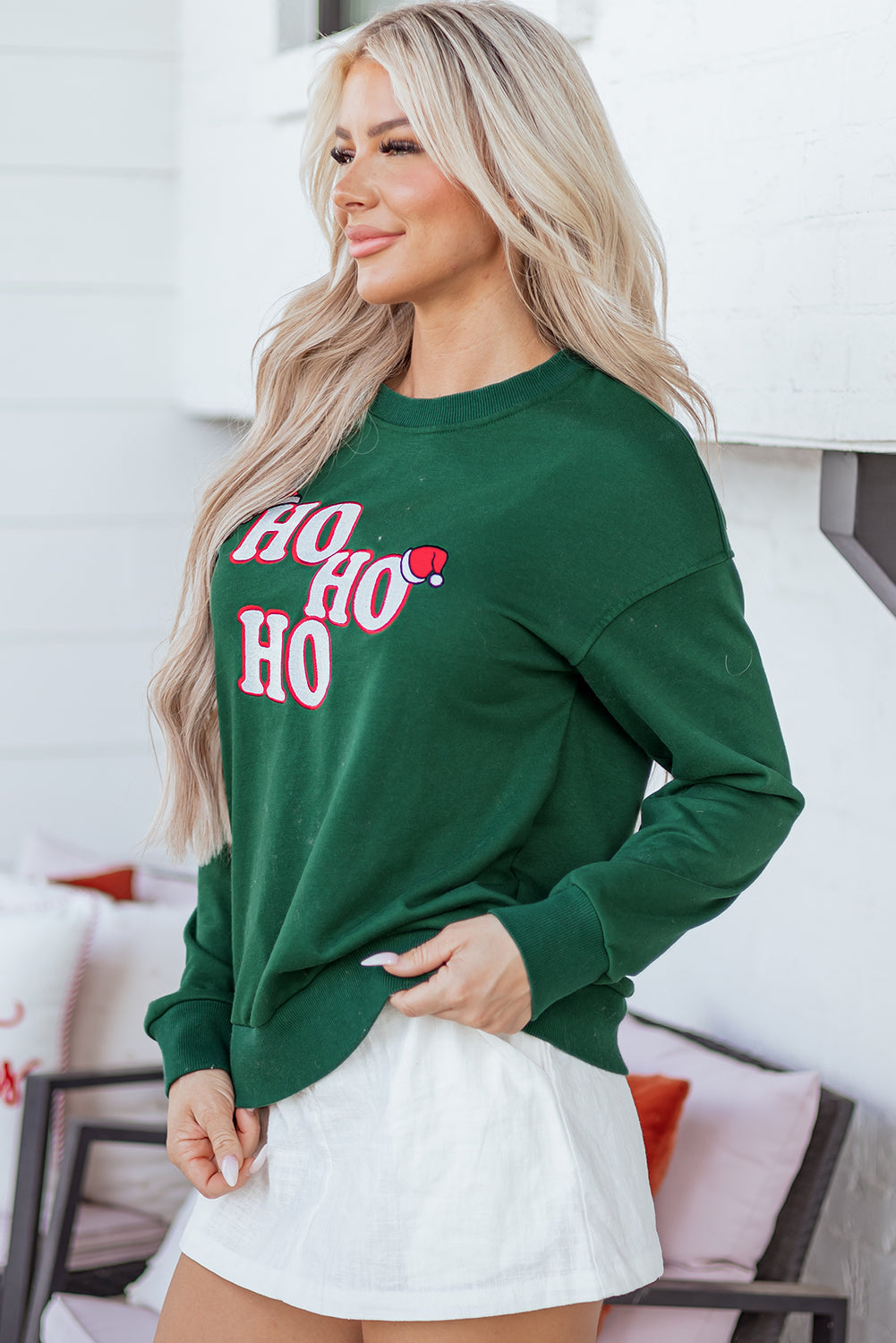 Ho Ho Ho Embroidered Sweatshirt
