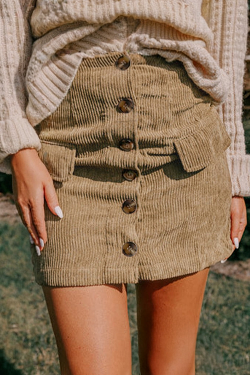 Camel Corduroy Skirt