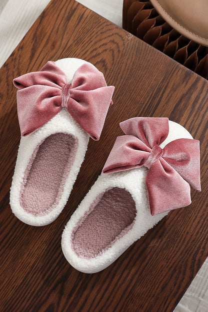 Blush Bow Cozy Slippers