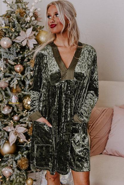 Olive Luxe Velvet Dress