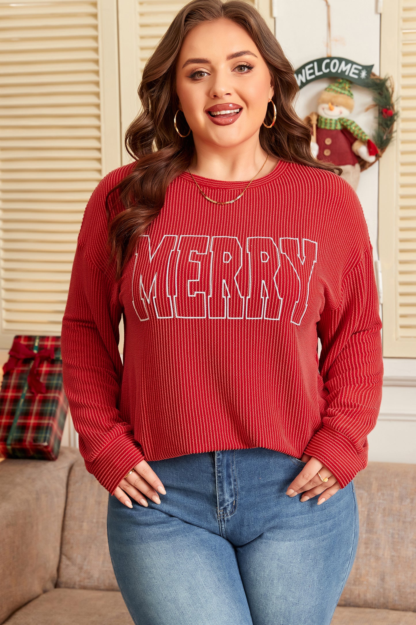Merry & Bright Ribbed Pullover