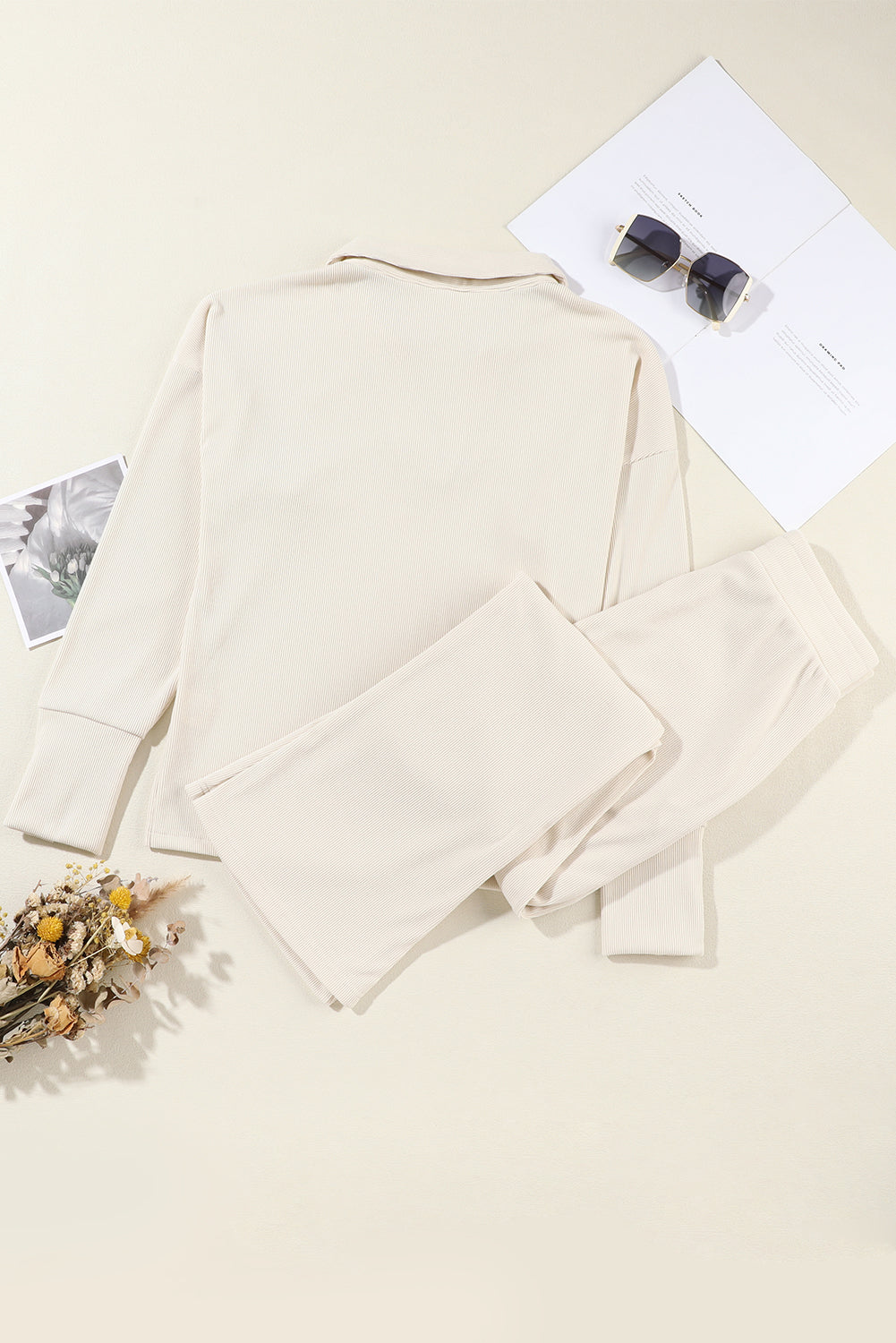 Cream Luxe Ribbed Set