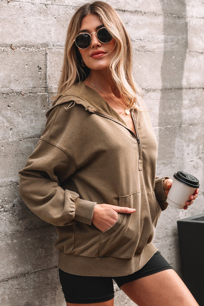 Onyx Mineral Wash Half-Zip Hoodie