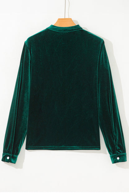 Emerald Allure Velvet Blouse