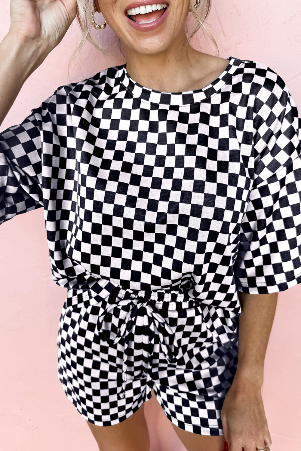Black Checkered Lounge Set