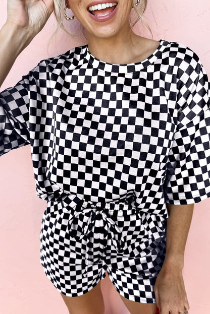 Black Checkered Lounge Set