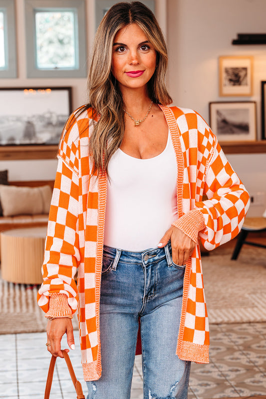 Pumpkin Check Cardigan