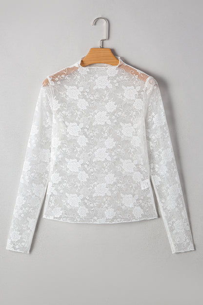 Sheer Floral Long Sleeve Top