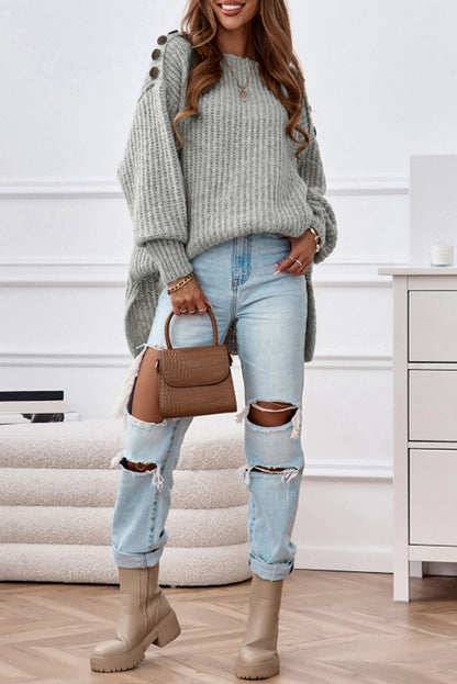 Button Shoulder Sweater