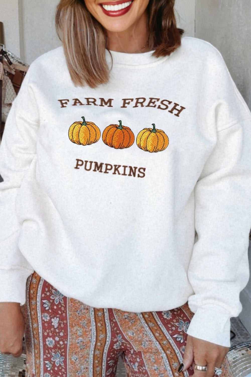 Pumpkin Patch Embroidered Sweatshirt