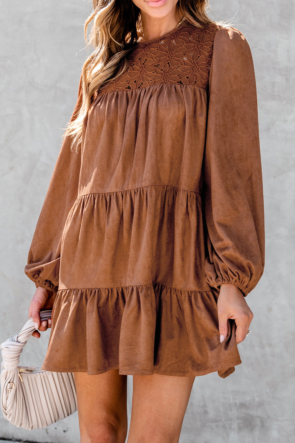 Chestnut Lace Mini Dress