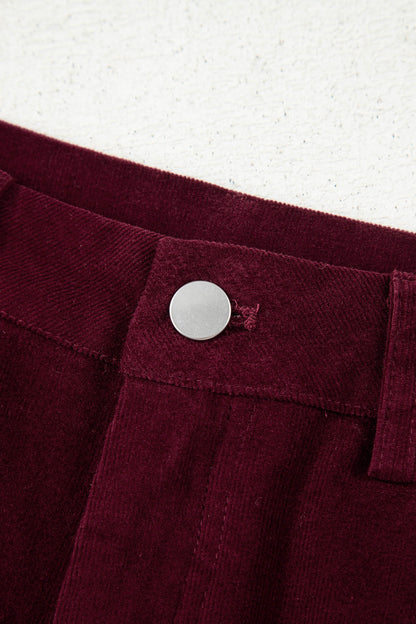 Burgundy Belle Corduroy Wide-Leg Pants