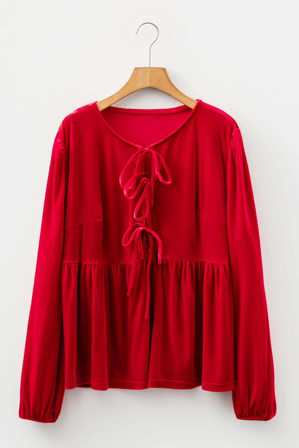 Velvet Ember Tie-Front Blouse