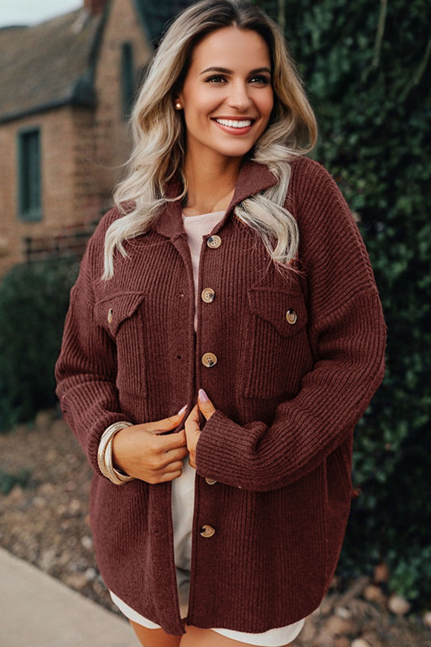 Slate Ridge Ribbed Knit Shacket