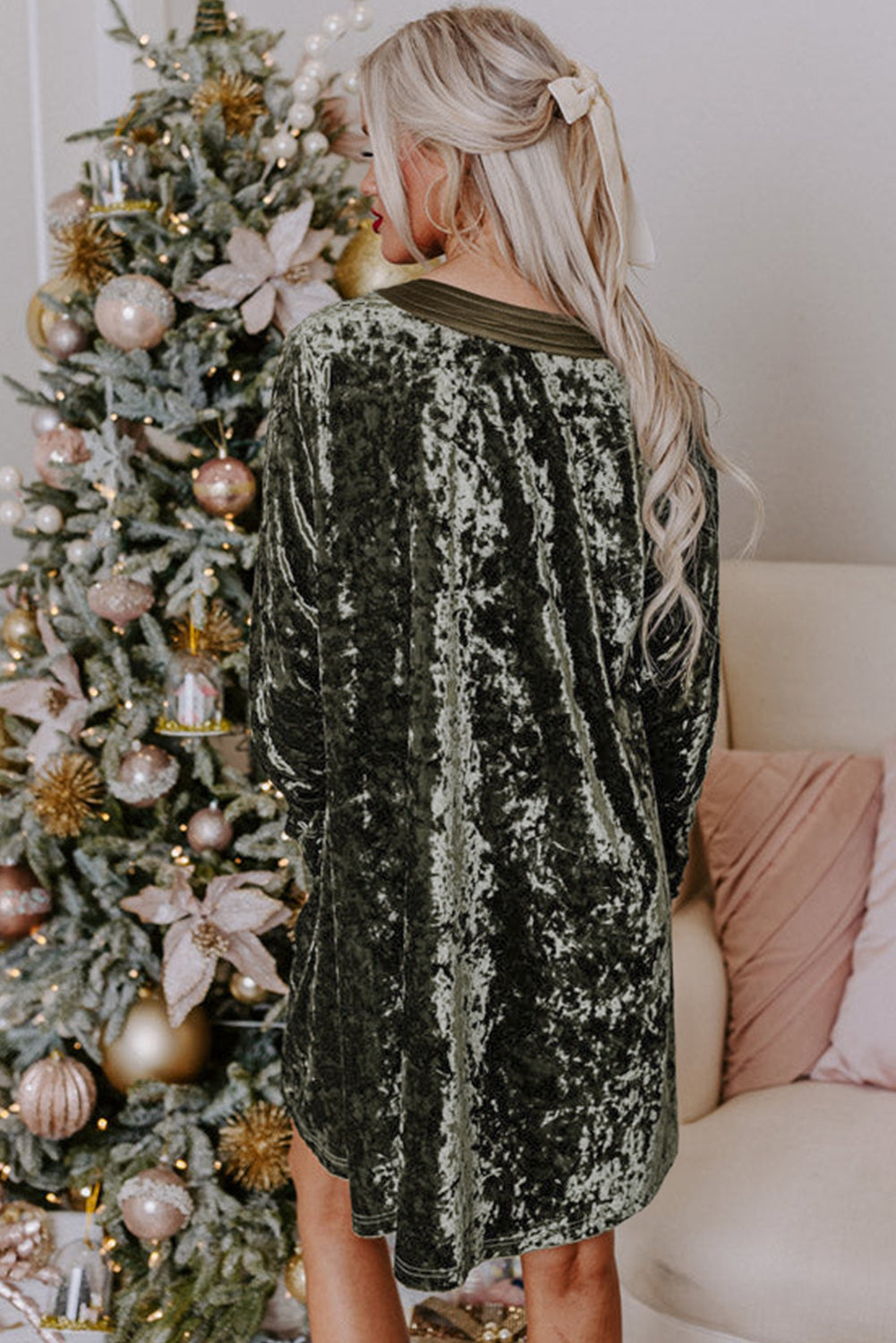 Olive Luxe Velvet Dress