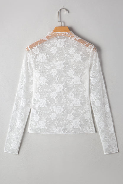 Sheer Floral Long Sleeve Top