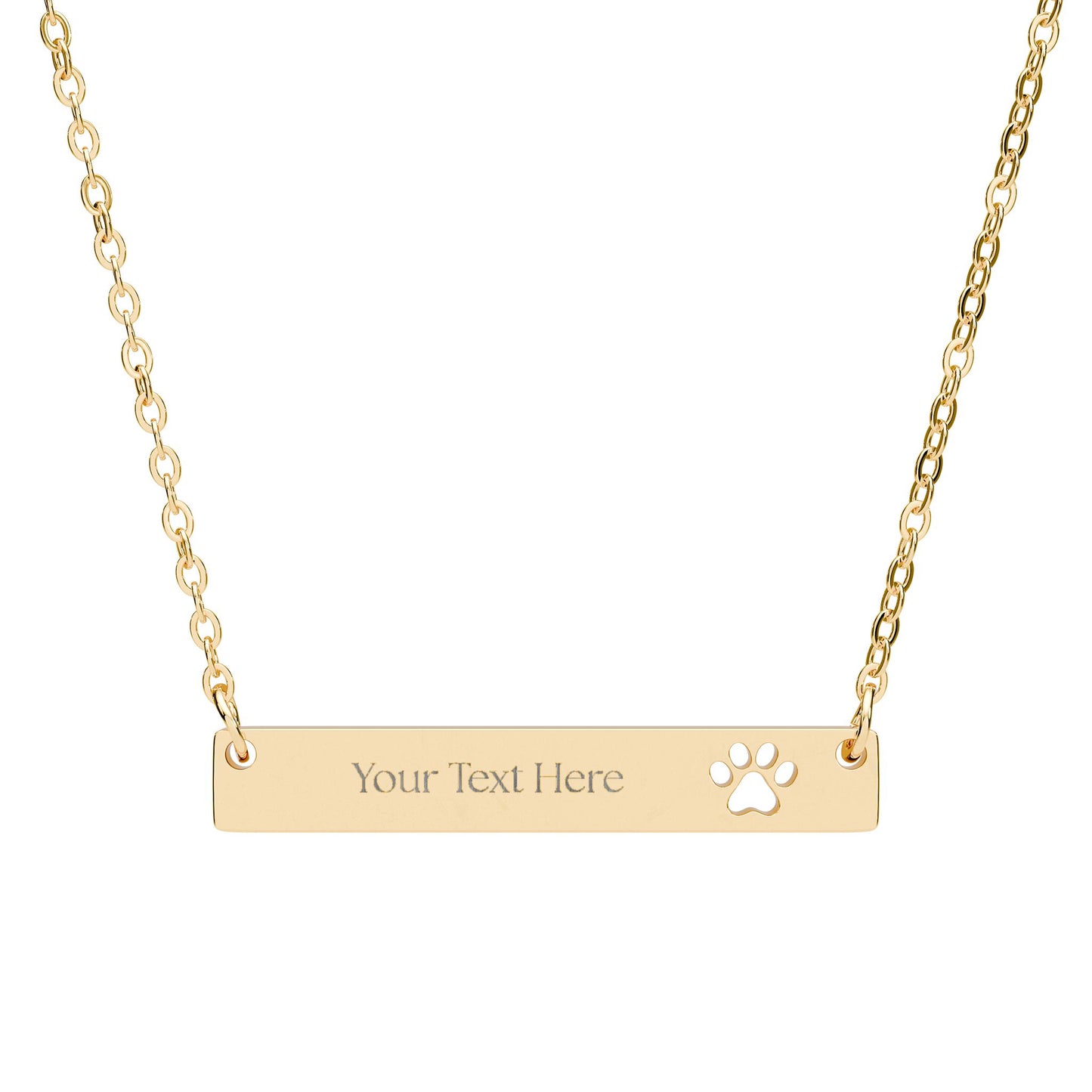 Paw Print Bar Engraved Necklace