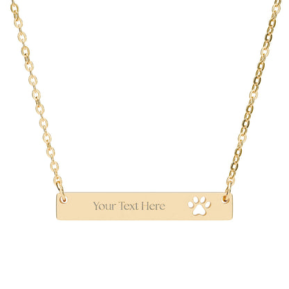 Paw Print Bar Engraved Necklace