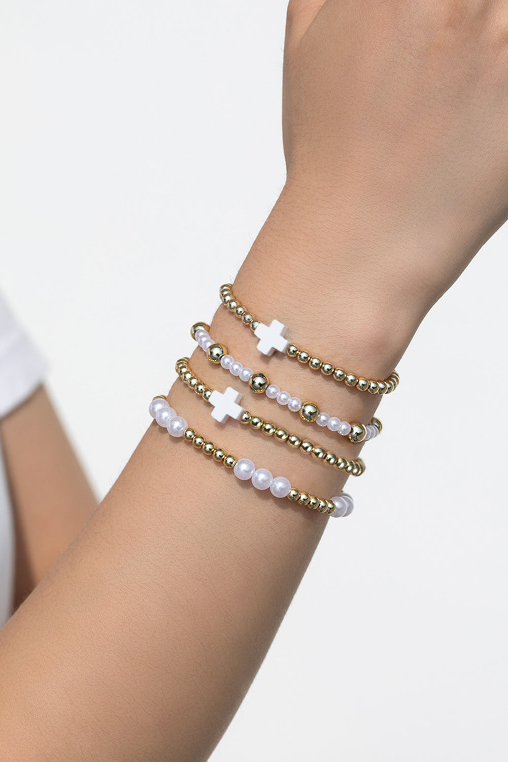 Heavenly Pearl Cross Bracelet