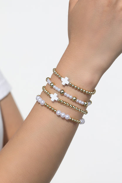 Heavenly Pearl Cross Bracelet