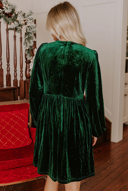 Emerald Bow Velvet Dress