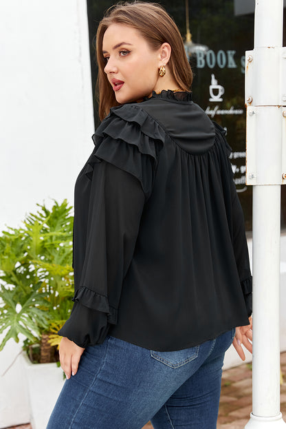 Midnight Ruffle Chiffon Blouse