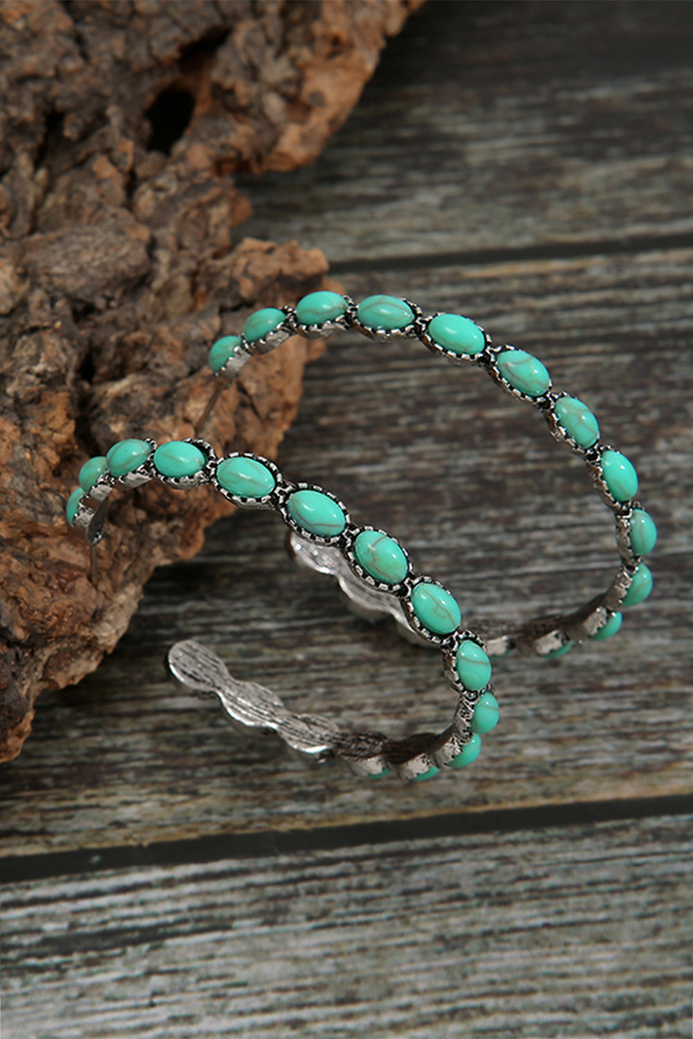 Blue Gem Hoop Earrings