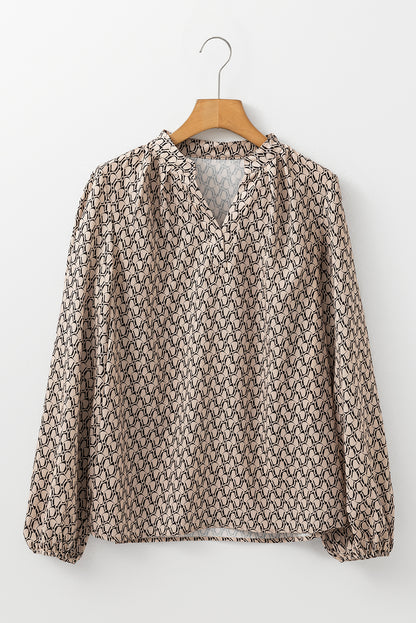 Geo Chic Long Sleeve Blouse