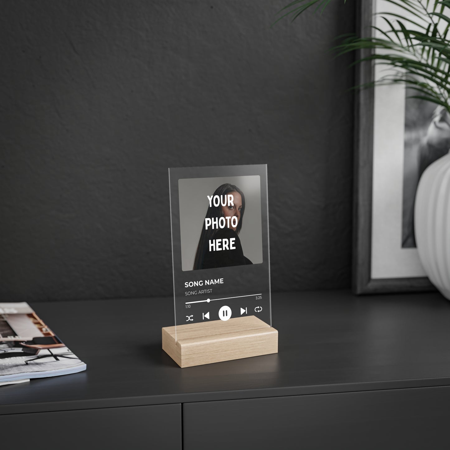 Custom Song Plaque Acrylic Stand - White Text